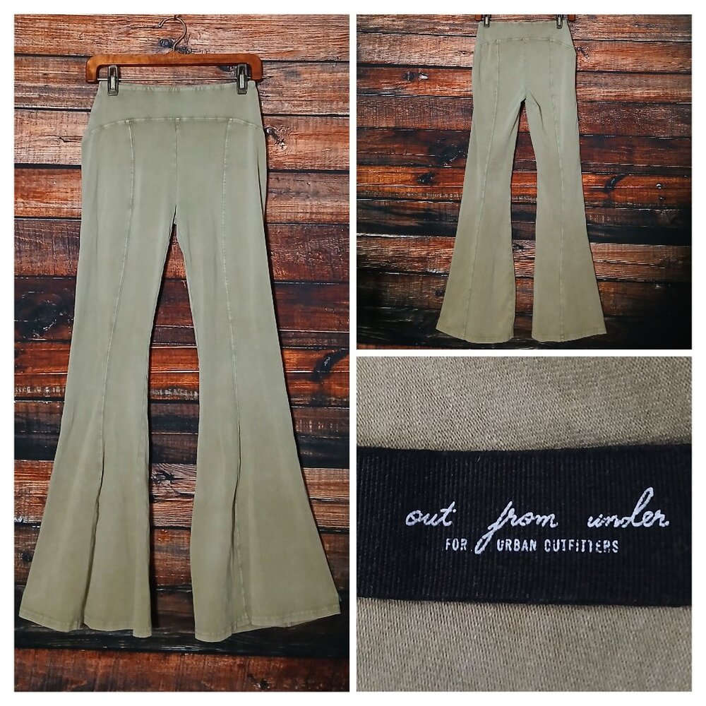 Out From Under Pants S Aria Seamed Flare Leg Urban Outfitters Khaki Tan